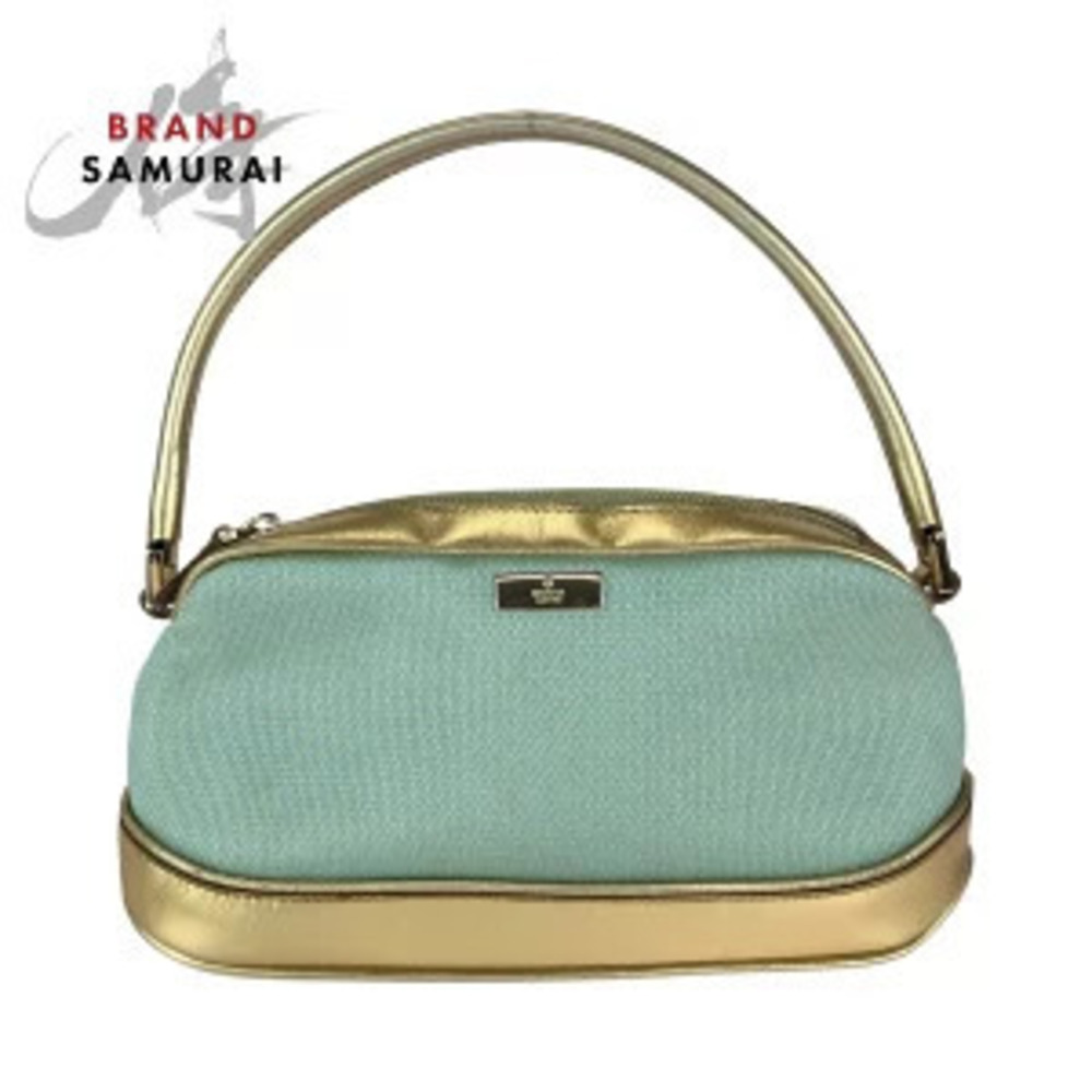 Gucci Handbag accessory Pouch Clutch green gold canvas leather